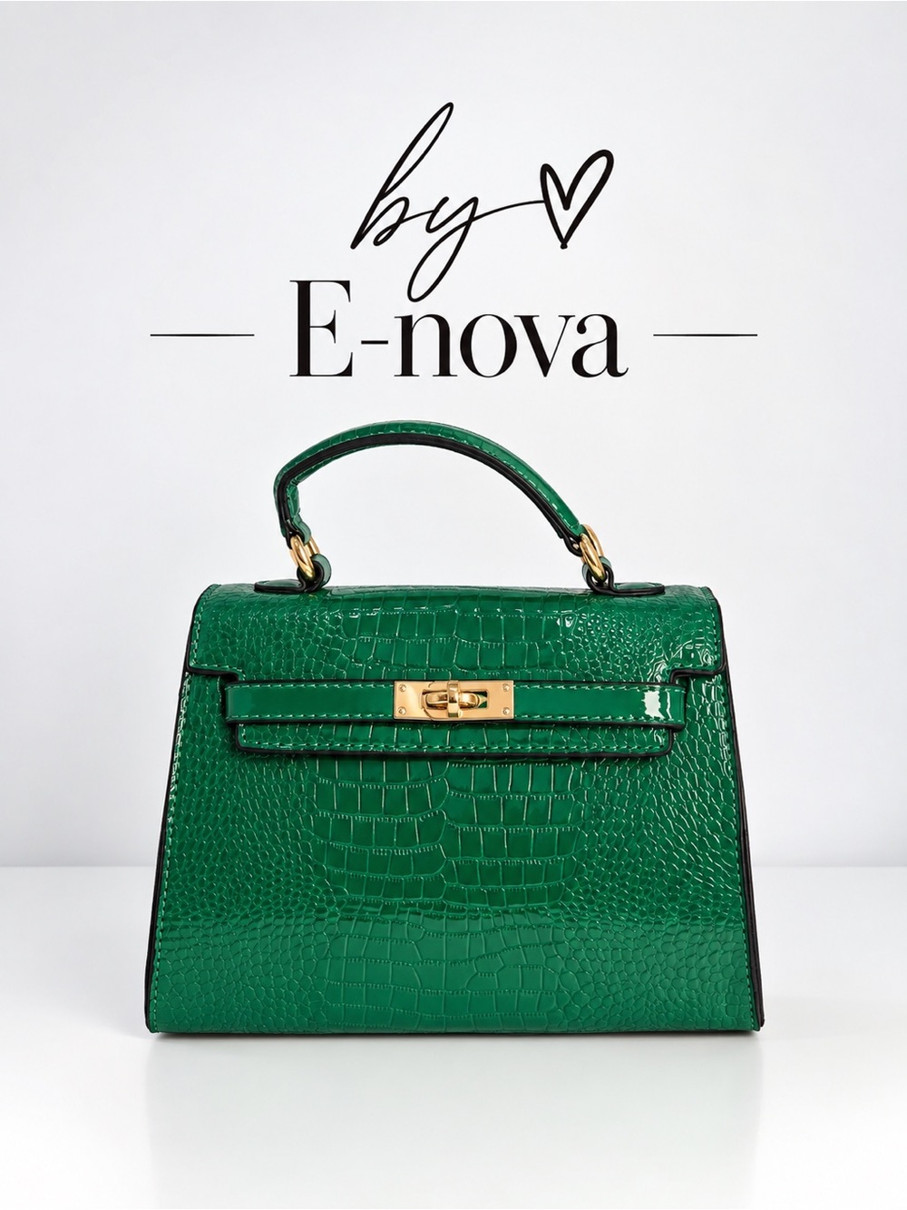 Emerald Croc-Embossed Top Handle Bag